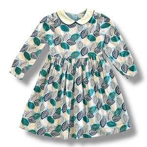 Rachel Riley | Leaf Print Peter Pan Collar Dress (7 yrs) 🍃